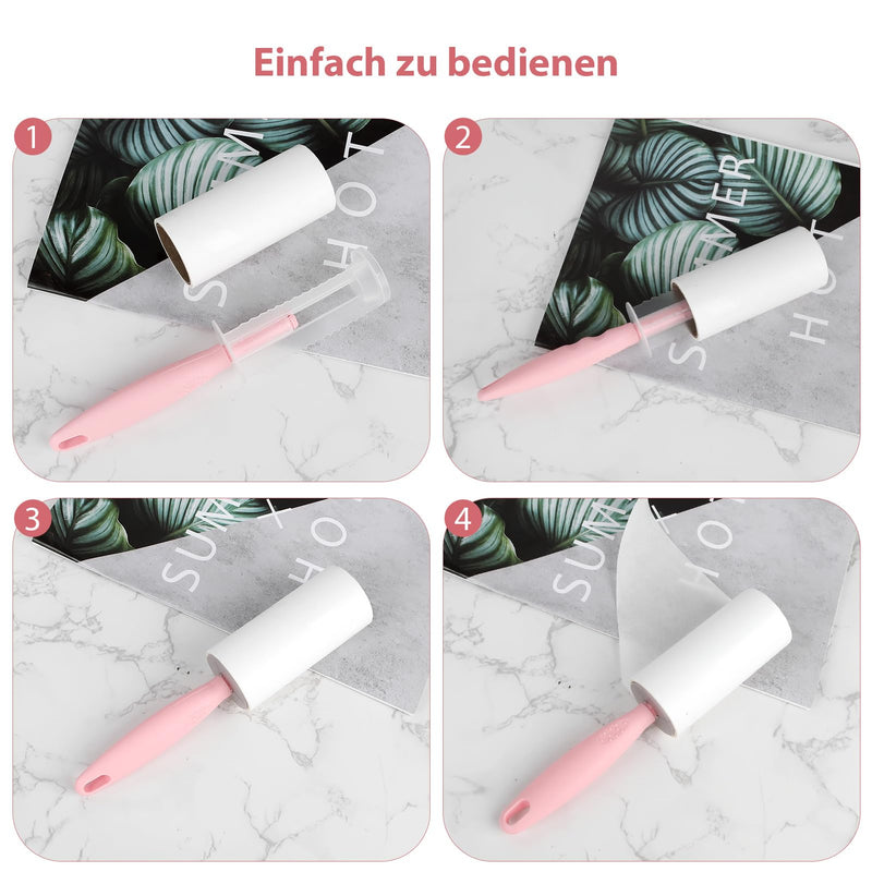 12 Roll Lint Roller with 2 Dispensers, Pet Hair Remover, Extra Sticky Lint Roller for Removing Lint and Pet Hair from Clothes, Sofa, Carpet - 60 Sheets/Rolls Pink - PawsPlanet Australia