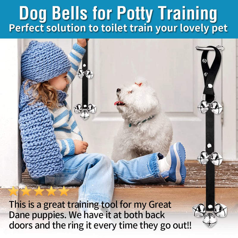 BLUETREE Dog Doorbells Premium Quality Training Potty Great Dog Bells Adjustable Door Bell Dog Bells for Potty Training Your Puppy The Easy Way - 7 Extra Large Loud 1.4 DoorBells 02Black+Pink - PawsPlanet Australia