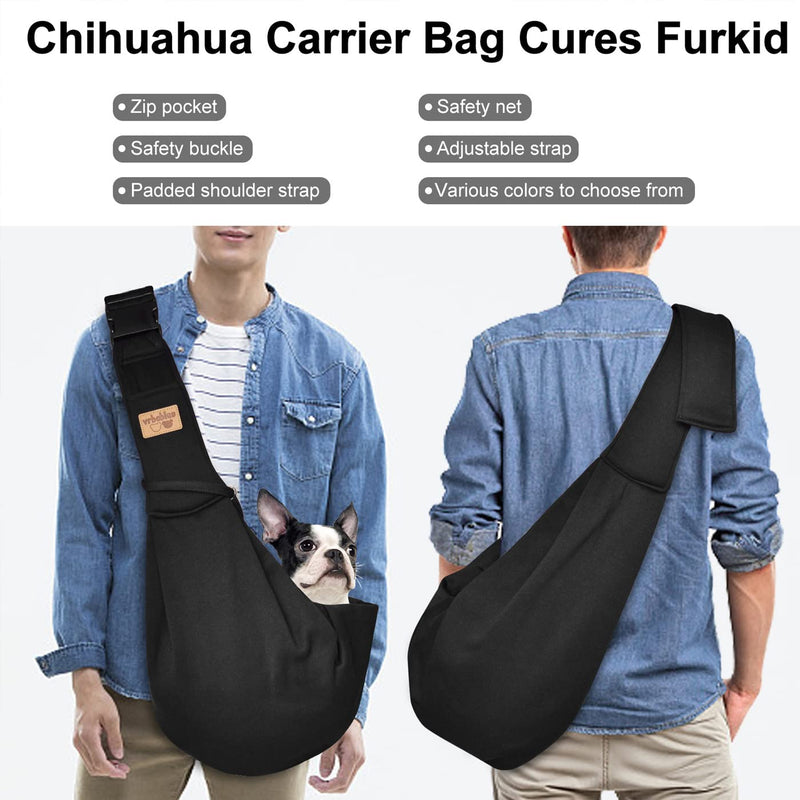 vrbabies Dog Carriers for Small Dogs Hands Free Breathable Reversible Dog Sling Carrier, Adjustable Cotton Dog Carrier Sling Design Suitable for Puppy, Small Dogs, and Cats for Outdoor Travel Black - PawsPlanet Australia