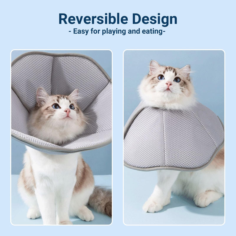 LiebeDD Neck Collar for Cats Soft Dog Collar Leak Protection Waterproof Pets Protective Collar Funnel Post-Op Collar for Cats Dog Collar Comfy Cone, Grey, S - PawsPlanet Australia
