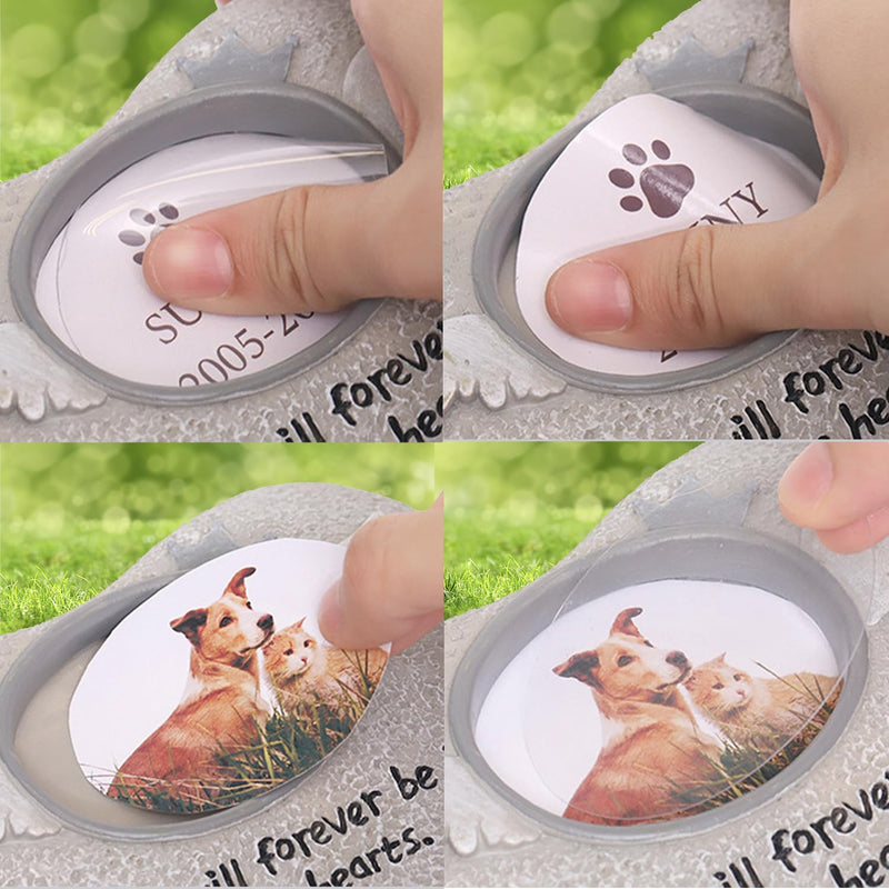 KAGUOl Dog Memorial Plaque, Dog Memorial Stone, Dog Grave Decoration, Can Store Photos, Resin Material, Weatherproof, Dog Paw Shape, 15 x 15 cm - PawsPlanet Australia