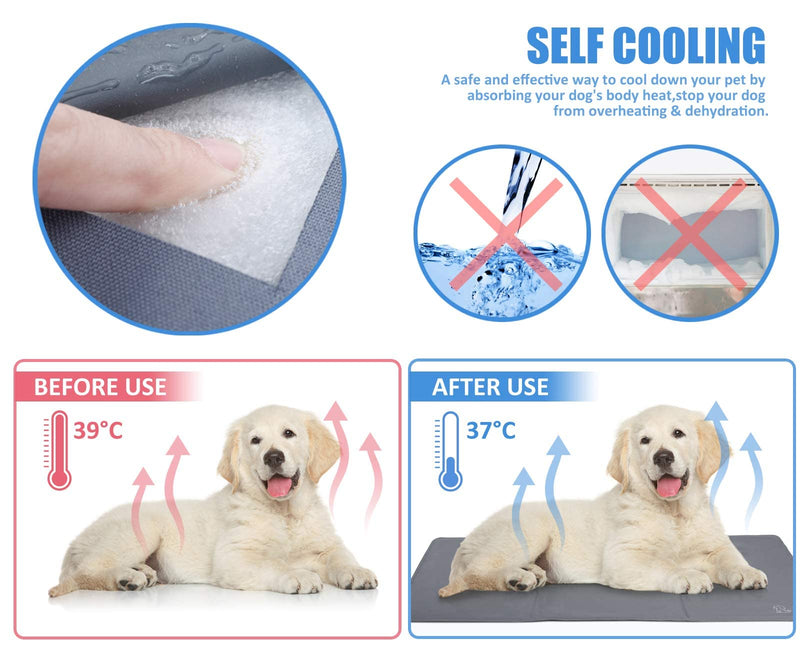 pecute Dog Cooling Mat, Durable Pet Cool Mat Non-Toxic Gel Self Cooling Pad, Great for Dogs Cats in Hot Summer (XL, Grey) - PawsPlanet Australia
