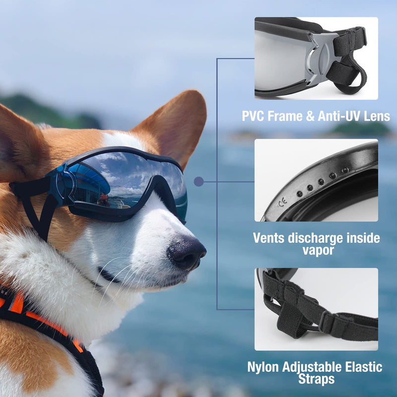 NAMSAN Dog Goggles Large UV Protection Sunglasses for Medium Large Dogs Windproof Outdoor Pet Glasses Adjustable Dog Sunglasses Black - PawsPlanet Australia