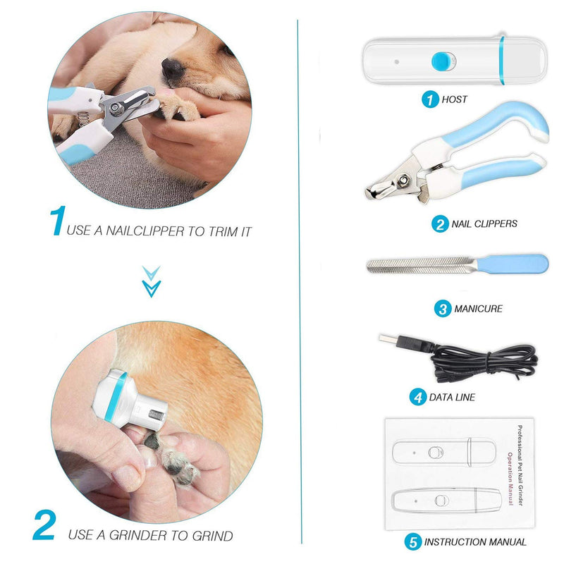 NGwenyicanI Electronic Dog Nail Grinder Quiet Portable Rechargeable Dog Nail Clippers for Small Medium and Large Dogs & Cats Nail Trimmer - PawsPlanet Australia