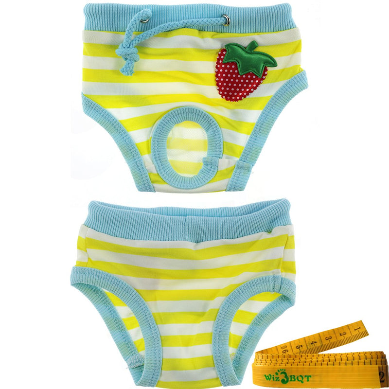 [Australia] - Wiz BBQT Adorable Reusable Washable Strawberry Dog Pet Diapers Cover Up Sanitary Panties for Small Medium Female Girl Dogs Puppy in Spring Summer Autumn Waistline: 9.8-13.7 Inch 