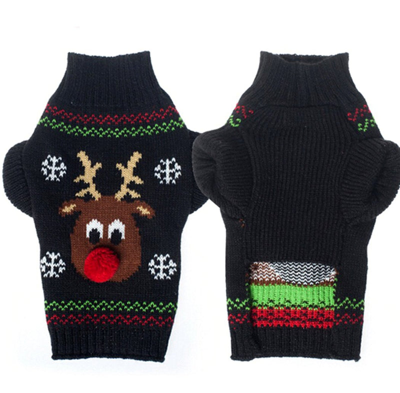 Xiaoyu Dog Sweater Pet Clothes for Dogs Christmas Reindeer, Black, XXS - PawsPlanet Australia