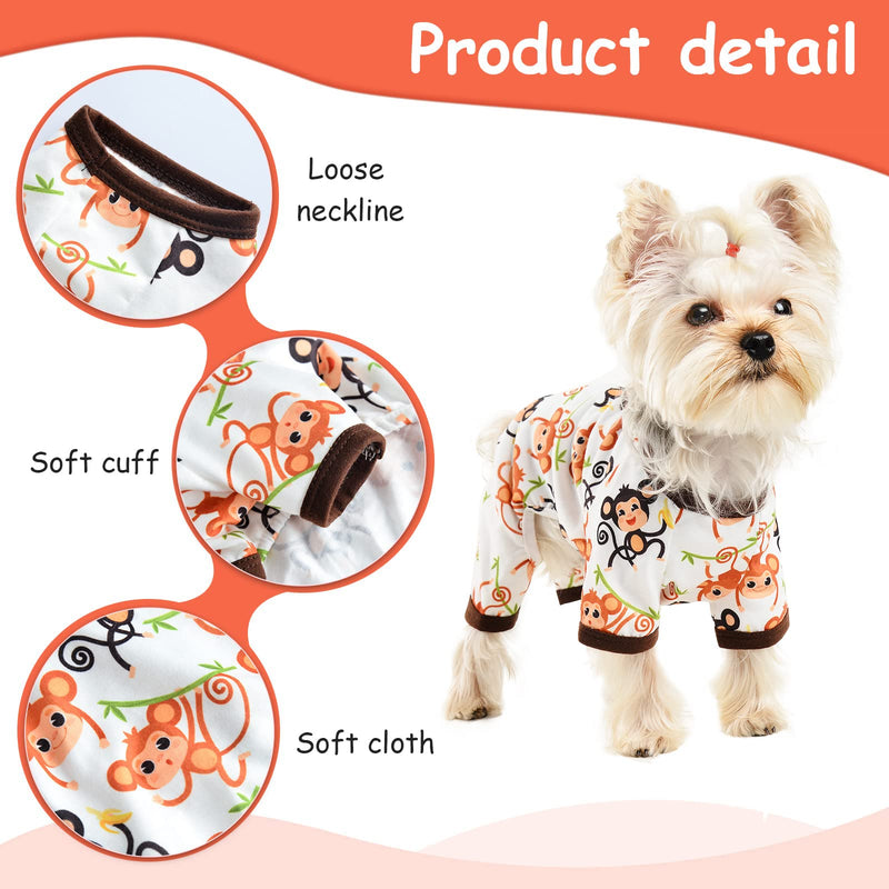 Dog Pajamas for Small Dog Girl Boy Puppy Pjs Jammies 4 Leg Dog Clothes for Chihuahua Yorkie Summer Onesies Jumpsuit Clothing for Pet Dogs Male Female (Medium, Monkey) Medium - PawsPlanet Australia