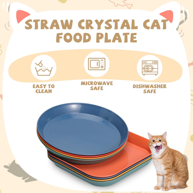8 Pieces Cat Food Bowl Set, 6 Inch Shallow Cat Food Dish Whisker Fatigue Relief Cat Bowl Cat Wet Feeding Bowls Wide and Small Pet Plate for Cats and Small Dogs (Round,Square) - PawsPlanet Australia