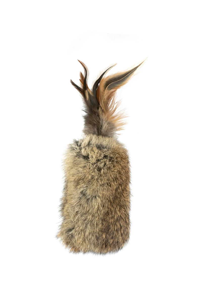 Cat toy rabbit fur with feathers, real fur, handmade - PawsPlanet Australia