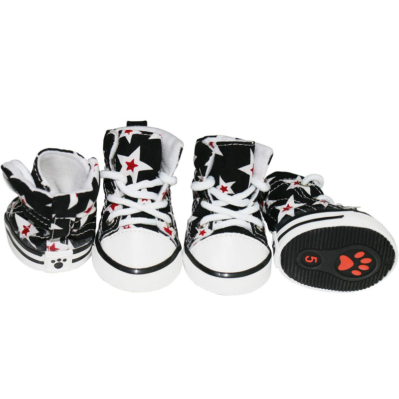 GLE2016 Pet Shoes Puppy Sport Denim Shoes Casual Style Anti-Slip Boots Sneaker Booties 4Pcs #1 Black - PawsPlanet Australia