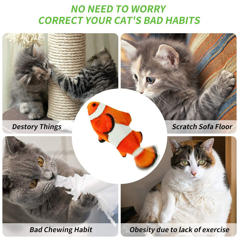 Yideng Moving Fish Catnip Toy for Cats, Electric Wagging Fish Cat Toy with USB Rechargeable Realistic Plush Flopping Fish Cat Toy Funny Interactive Cat Chew Toy for Teeth Cleaning - PawsPlanet Australia