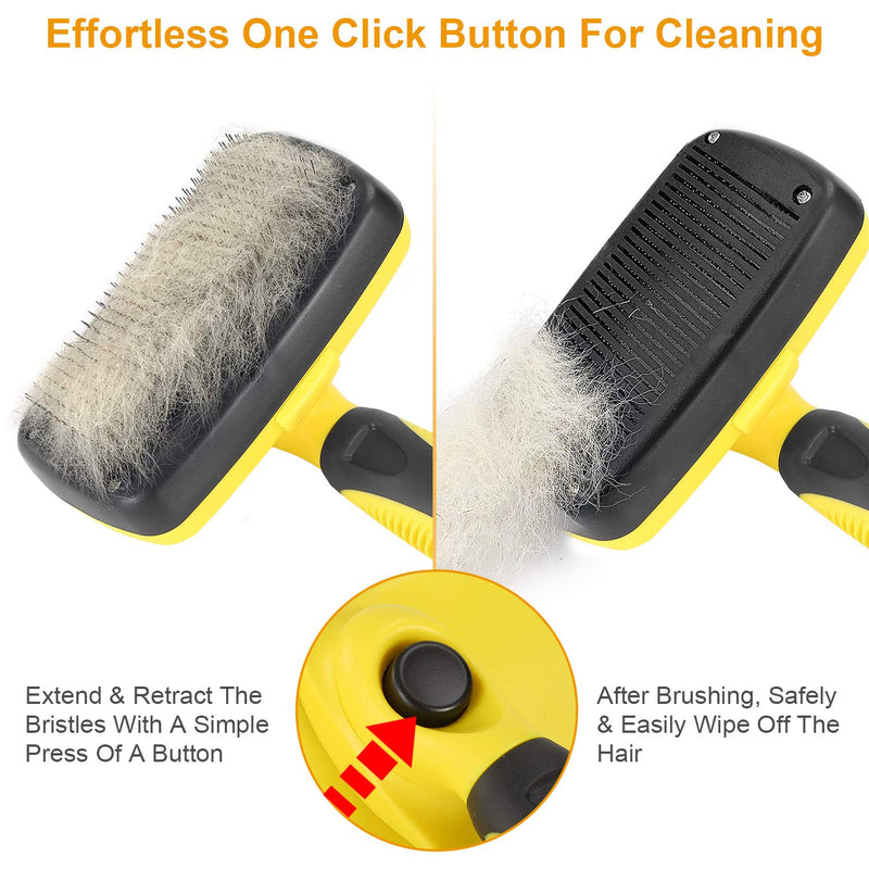 [Australia] - iMounTEK Professional Self-Cleaning Slicker Brush Grooming Tool for Dogs and Cats with Ergonomic Handle, Removes Mats, Tangles, and Loose Shedding Hair, Ensures A Healthy Coat & Blood Circulation 