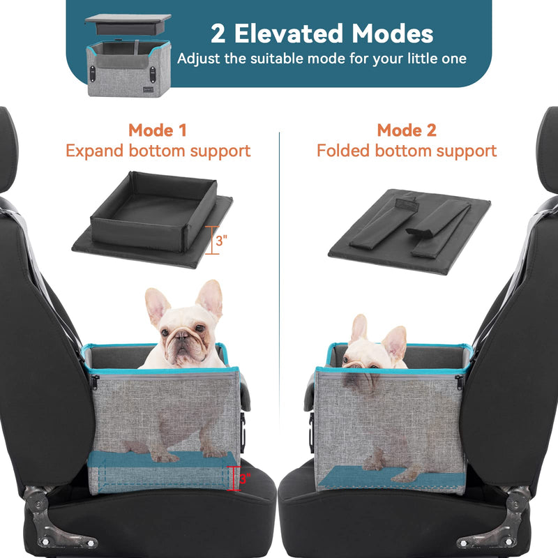 Petsfit Dog Car Seat for Small Dogs, Dog Seat Car Back Seat Front Seat Extra Safe Stable Dog Car Seat with Seat Belt Clip and Plush Cushion for Small Dogs up to 8kg, Gray - PawsPlanet Australia