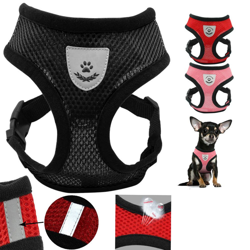 SpeedPets Reflective Breathable Mesh Small Dog Pet Harness Puppy Vest (Medium, Black) Medium - PawsPlanet Australia