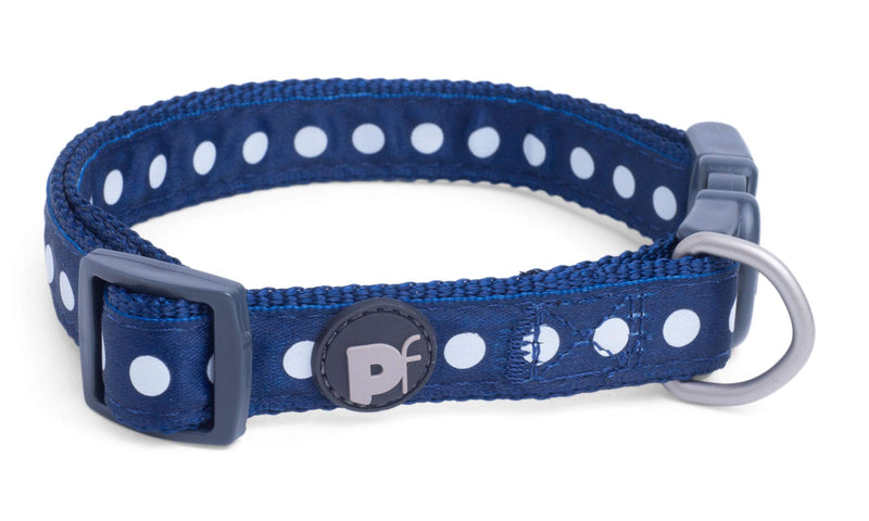 Petface Dots Print Dog Collar, Large, Blue/White - PawsPlanet Australia