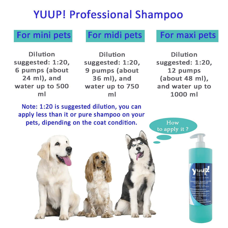 [Australia] - YUUP! Italy Home & Professional Crisp Coats Shampoo for Dogs and Cats for Cleansing & Volumizing - Natural Extracts - Nourishing The Coat(17 oz/ 33.8 oz) Professional: 33.8 oz/ 1000 ml 