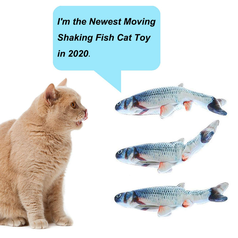 [Australia] - DAVOM Moving Fish Interactive Cat Toy, Electric Wiggle Fish Catnip Toys, Realistic Plush Flopping Fish, Funny Pets Chew Bite Supplies, Perfect for Cat/Kitty/Kitten Exercise 