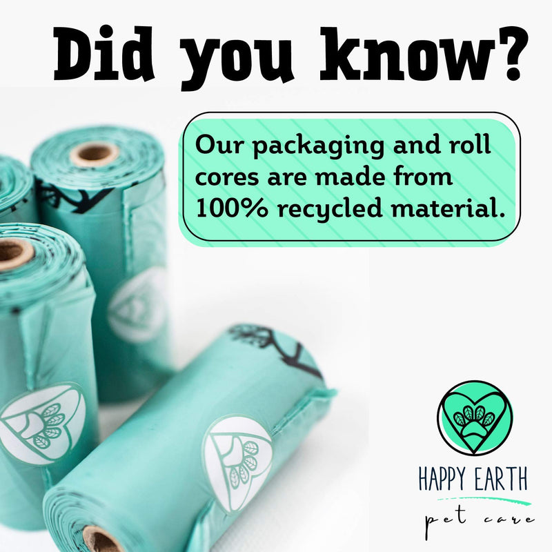 [Australia] - Happy Earth Pet Care | 100% Biodegradable Dog Poop Bags | ECO-Friendly | Plant-Based | Leak-Proof | Recyclable Packaging | 8.5 x 13 inches | Supports Planet & Animal Welfare 