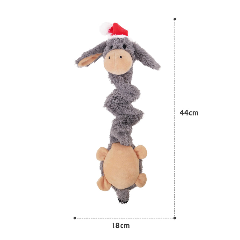 Rosewood Festive Strechy and Squeaky, Interactive Donkey Dog Toy, 44 x 18 x 9cm - PawsPlanet Australia