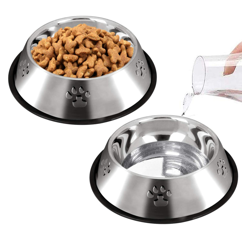 [Australia] - ACUTRE Dog Bowl, 2 Pack Stainless Steel Dog Bowl with Non-Slip Rubber Ring Puppy BowlsLarge Water Bowls for Dogs Pets Bowl for Food Or Water, Suitable for Puppy and Cats Medium 