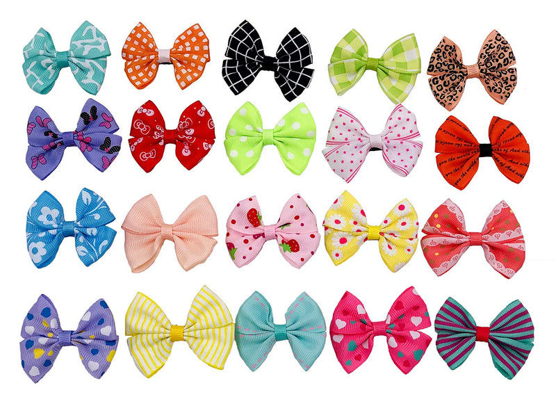 PET SHOW Dog Hair Bows with Alligator Clips for Small Dogs Bowknot Hair Clips Cat Puppy Yorkshire Grooming Hair Accessories Assorted Pack of 20 - PawsPlanet Australia