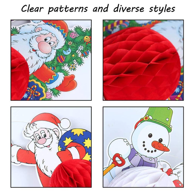 JETTINGBUY Christmas Tissue Paper Honeycomb Centerpiece 3D Table Decorations Snowman Santa Handmade Honeycomb Ornament for Christmas Party Winter Holidays Supplies,12Pcs - PawsPlanet Australia