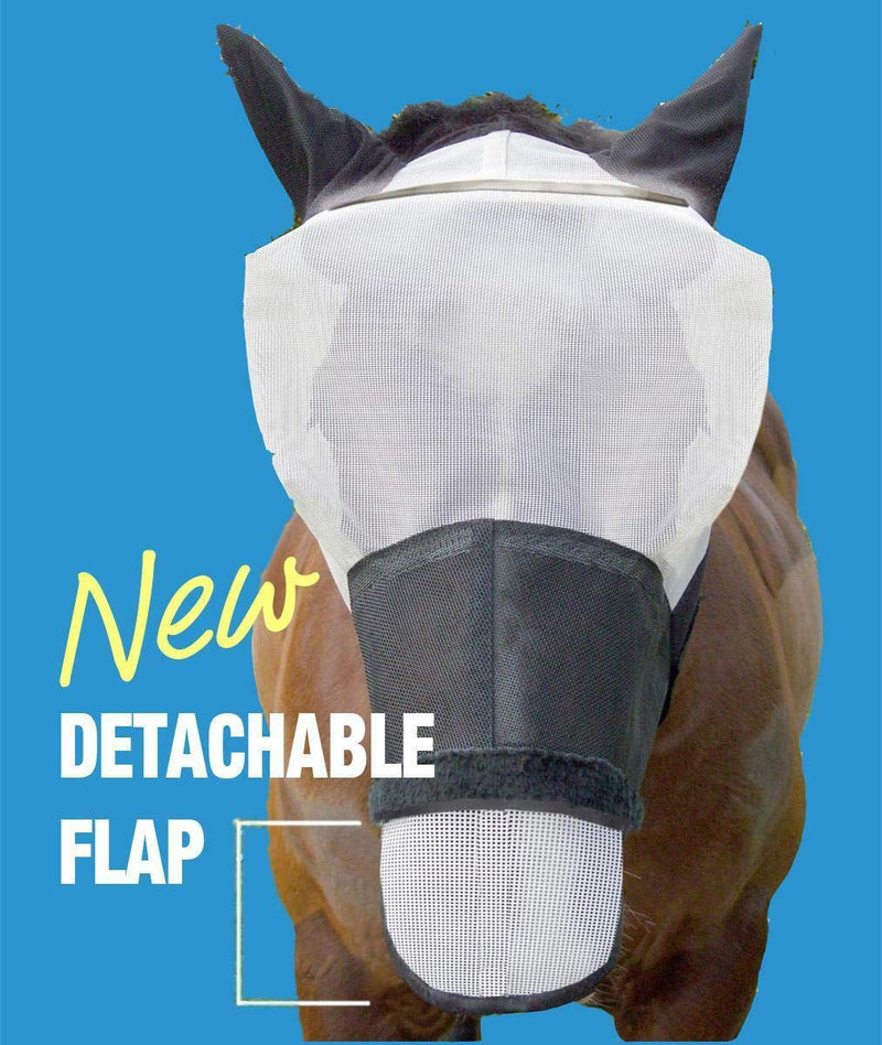 Gee Tac Fly Mask Heavy Duty Eye Clearance White Reflects UV Sun Light - FULL - PawsPlanet Australia