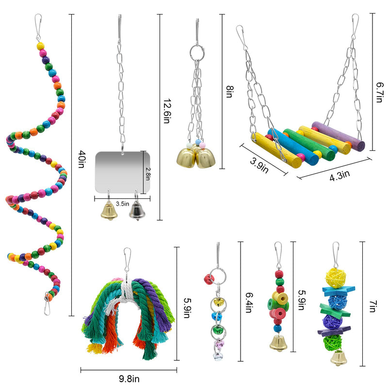 [Australia] - WBYJ 8 Pack Birds Parrot Toys, Parrots Swing Hanging Chewing with Bells Toys Climbing Ladders Hand Made Bird Cage Toys for Love Birds Finches Small Parrots Parakeets Cockatiels Conures Macaws 