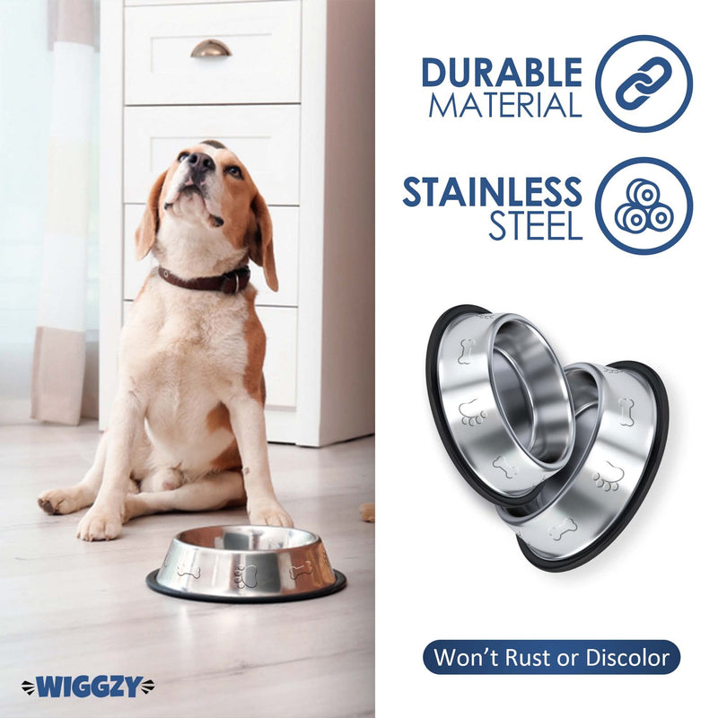Wiggzy Dog Bowls, Stainless Steel Dog Bowl, Pet Bowl, Slow Feeding Dog Bowl, Dog Food Bowl, Dog Bowls Medium, Large Dog Bowls, Dog Bowls for Small Dogs, Puppy Bowls, Non Slip Dog Bowls (Medium) - PawsPlanet Australia