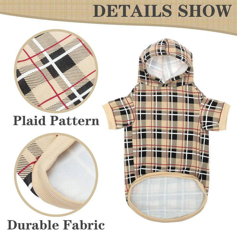 [Australia] - EXPAWLORER Plaid Dog Hoodie - British Style Plaid Pet Sweaters with Hat for Small Medium Large Dogs 