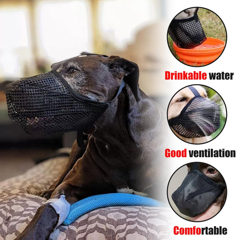 Muzzle for dogs, soft adjustable mesh muzzles, muzzle for dogs with rounded mesh, muzzle for small medium large dogs (L) L - PawsPlanet Australia