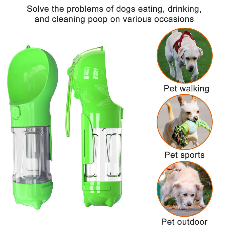 [Australia] - WOMRICH Dog Travel Water Bottle,Leak Proof Portable Pet Drinking Bottle Bowl Drink Cup Bowl Dispenser for Walking Traveling Hiking, Outdoor Water&Food Bowl for Dogs and Cats,12 oz Green 