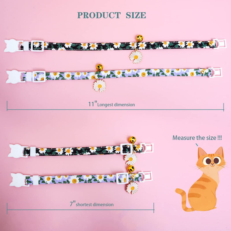 2 Pack Cotton Breakaway Cat Collars with Bell Black&Blue - PawsPlanet Australia
