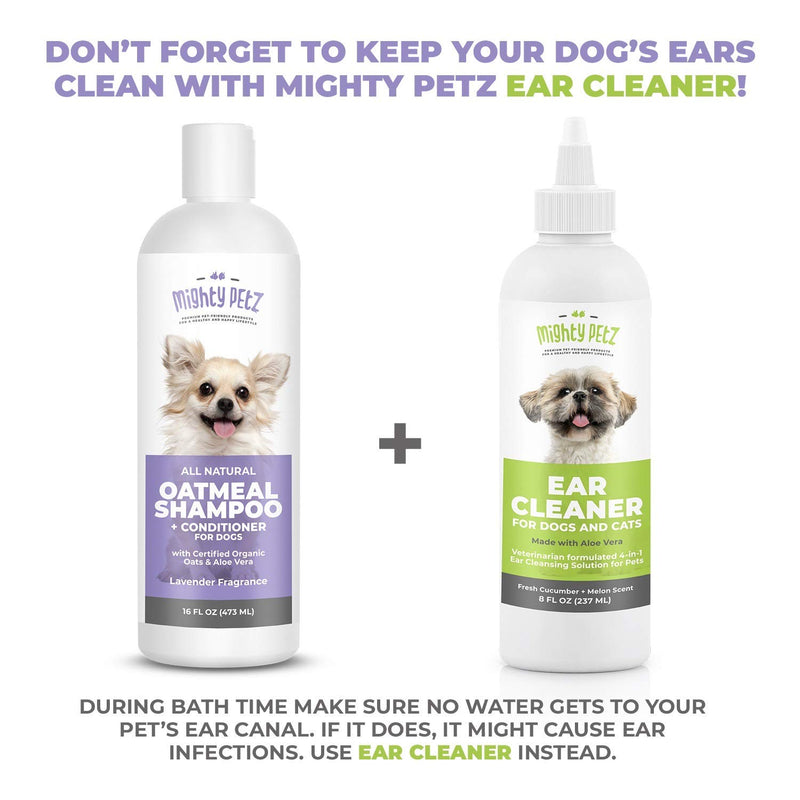 [Australia] - 2-in-1 Oatmeal Dog Shampoo and Conditioner – All Natural Relief for Itchy, Dry, Sensitive Skin with Soothing Aloe Vera + Baking Soda + pH balanced. Get Smelly Dogs Coat Fresh and Moisturized, 16 oz 