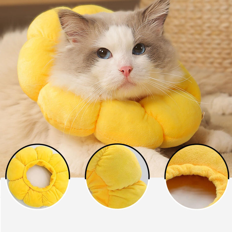 LATRAT 1 Piece Cat Neck Collar Sunflower Cat Recovery Collar for Cats Adjustable Protective Collar for Kittens Small Dogs Wound Healing After Pet Surgery (XS) - PawsPlanet Australia