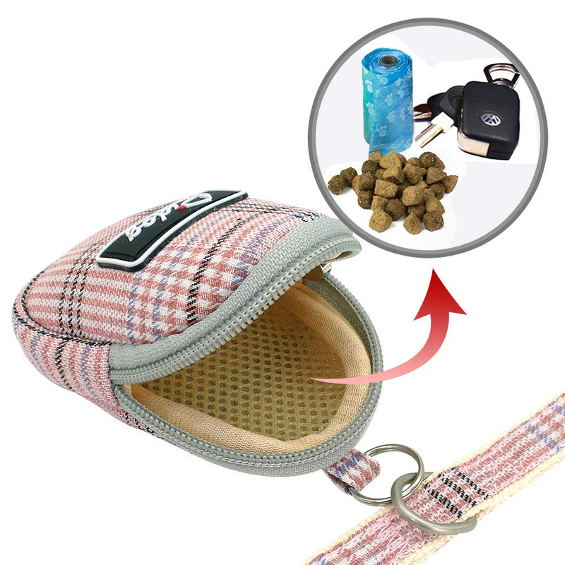 [Australia] - Didog Soft/Cosy Dog Vest Harness and Leash Set with Cute Bags,No Pull Escape Proof Breathable Mesh Dog Harness,Classic Plaid/Back Openable,Fit Walking Small Dogs, Cats S:Chest 13.5-15",Neck 12.5-14" PINK 