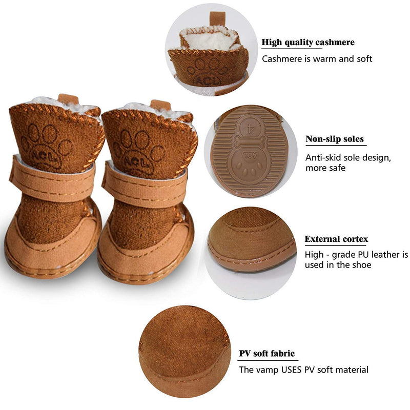 [Australia] - GLE20106 Dog Boots, Anti-Slip Dog Shoes,Detachable Closure Puppy Dog Shoes Boots Pet Antiskid Shoes Winter Warm Skidproof Sneakers, for Small Dog M Brown 