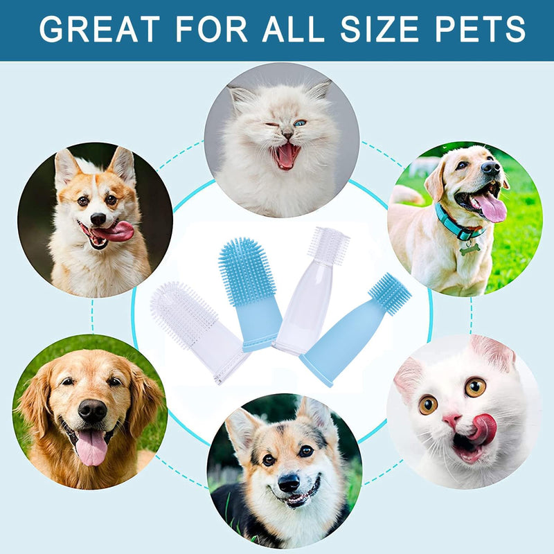 𝟐𝟎𝟐𝟑 𝐍𝐄𝐖 Bileumec dog toothbrush set - effective dental care for dogs and cats with 360º cleaning effect and silicone finger toothbrushes in a pack of 4 - PawsPlanet Australia