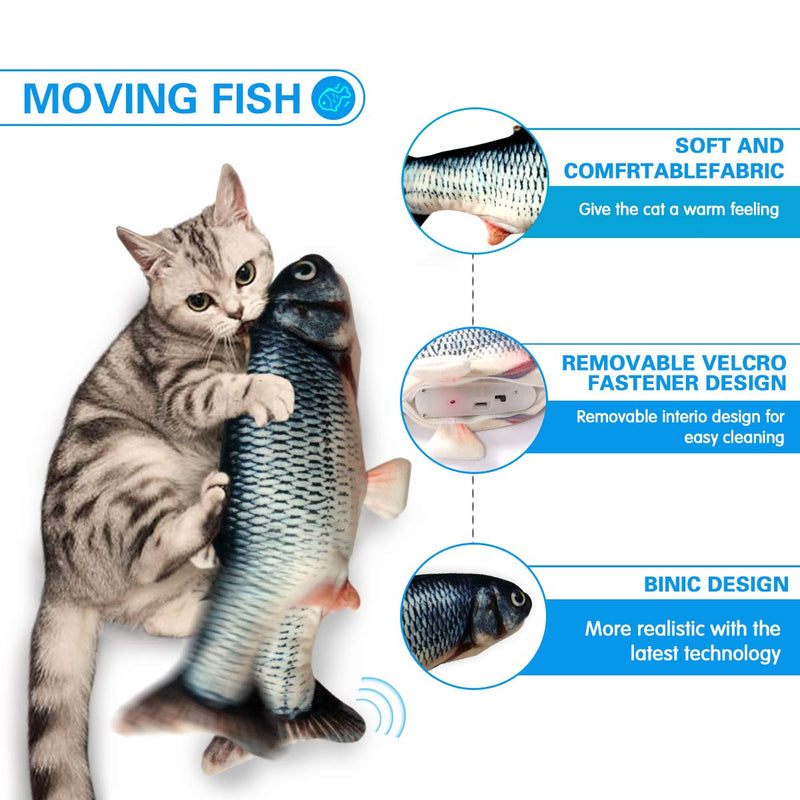 Vockvic Catnip Fish Toys, Realistic Plush Simulation Doll Fish, Electric Moving Cat Wagging Fish Cat Toy, Funny Pet Interactive Toys for Cat/Kitty/Kitten, Perfect for Pet Chewing, Biting - PawsPlanet Australia