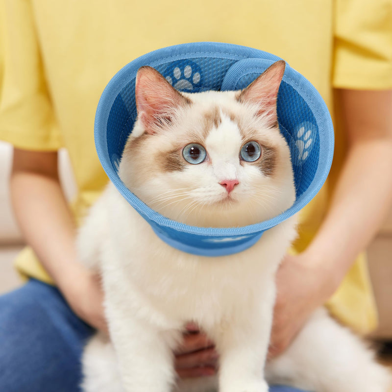 Lollanda Adjustable Cat Neck Brace, Foldable Soft Protective Collar Cat Elizabethan Collar, Recovery Collar for Cats Pets After Surgery and Injuries (M) M (Neck: 21.5 - 30.5 cm) - PawsPlanet Australia