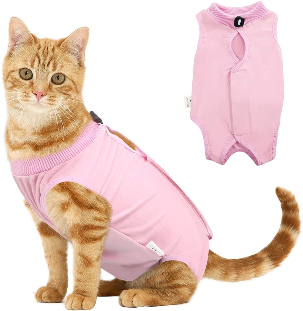 Voarge Recovery Suit Cat, Cat Bodysuit After Surgery Anti-licking, Prevent Licking After Surgery Wearing Weaning and Keeping Warm Recovery Cloth Suit for Cats Dogs (M, Pink) M - PawsPlanet Australia