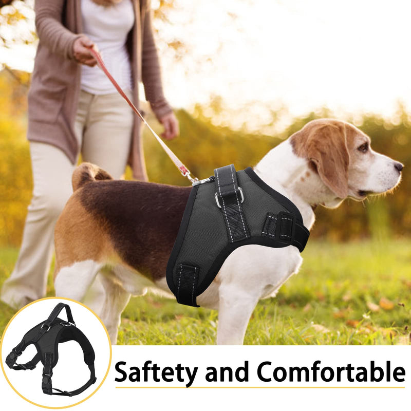 Fyy Dog Harness No Pull, Breathable Adjustable Pet Harness Dog Vest Harness, Reflective Oxford Easy Control Dog Harness with Sturdy Leash for Small Medium Large Dogs M-Black A-Black - PawsPlanet Australia