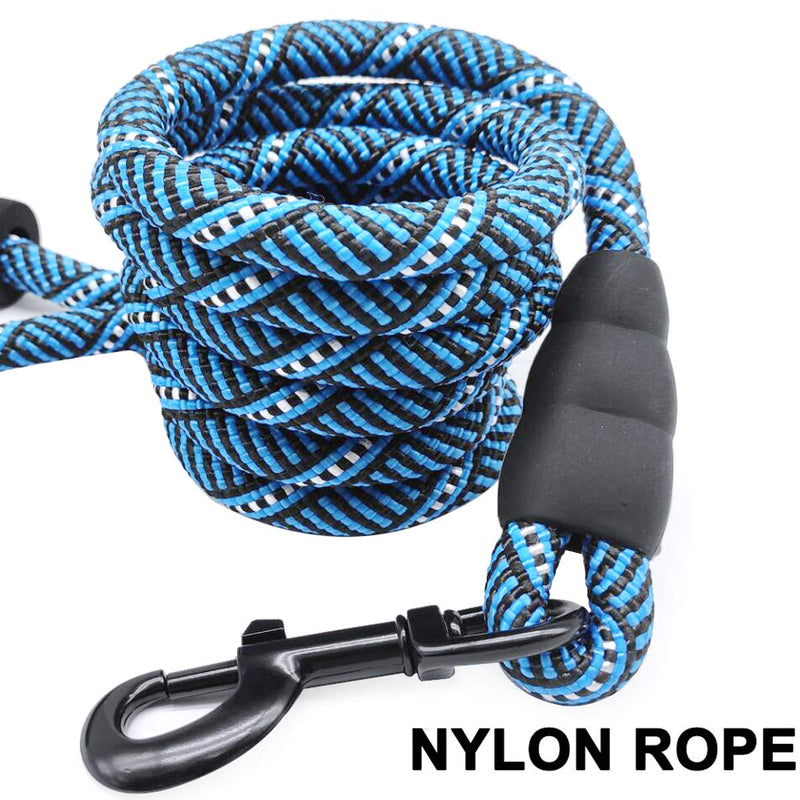 [Australia] - MayPaw Heavy Duty Rope Dog Leash, 1/2" x 6FT Nylon Pet Training Leash, Soft Padded Handle Thick Lead Leash for Large Medium Dogs 1/2" * 6' blue black 