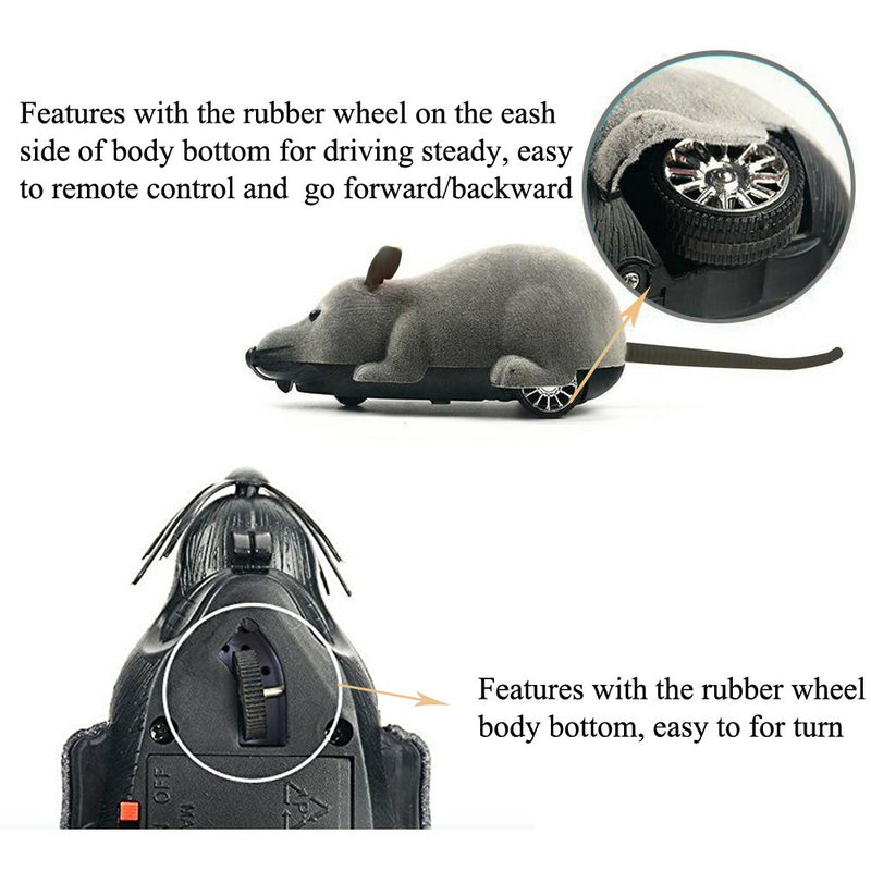 Giveme5 Wireless Remote Control Mock Fake Rat Mouse Mice RC Toy Prank Joke Scary Trick Bugs for Party and For Cat Puppy Funny Toy Black - PawsPlanet Australia