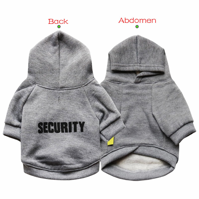 Security Dog Hoodies Dog Clothes Apparel Winter Sweatshirt Warm Sweater Cotton Puppy Small Dog Hoodie for Small Dog Medium Dog Cat Grey - PawsPlanet Australia