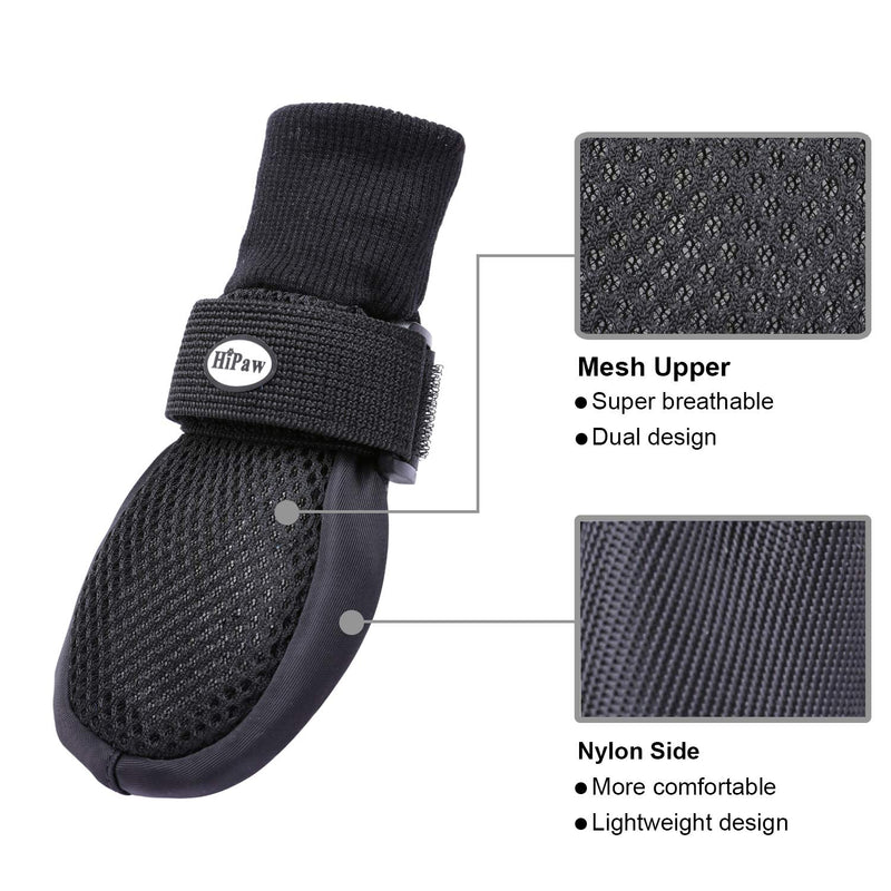 [Australia] - HiPaw Summer Breathable Dog Boots Nonslip Sole Paw Protector for Hardwood Floor Large ( Insole: 2.55"W ) Black 