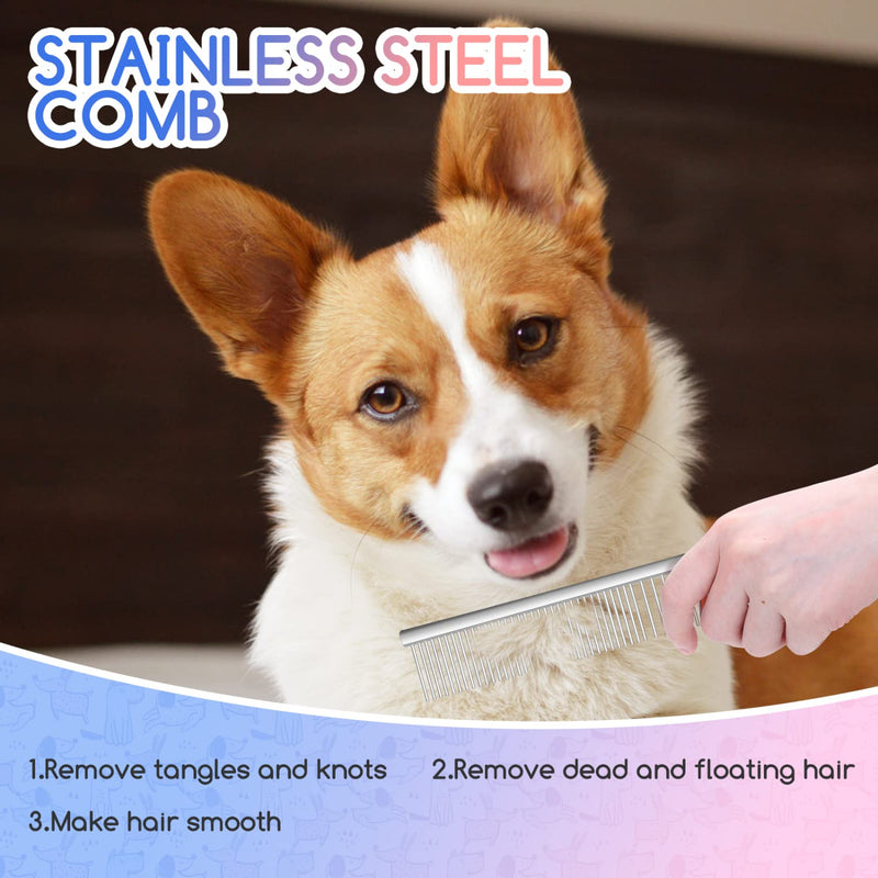 Dog Combs 2-in-1 Stainless Steel Pet Comb, Professional Dog Comb Cat Comb, Pet Grooming Combs - PawsPlanet Australia