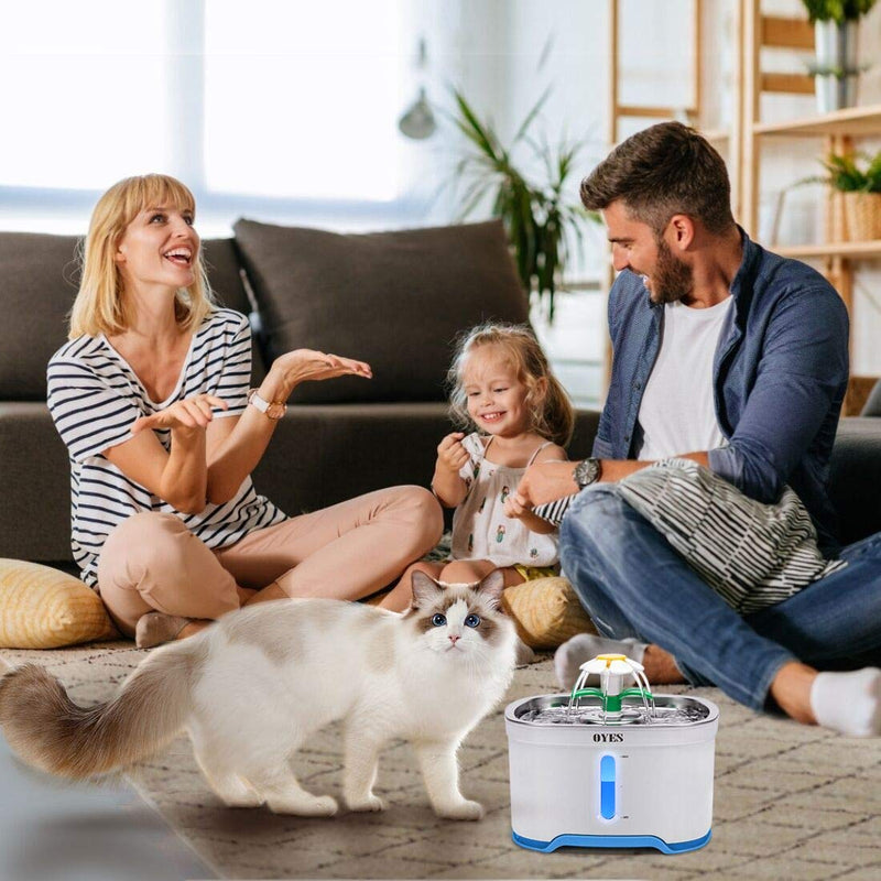 Cat Water Fountain Stainless Steel, 2.5L Pet Water Fountain Dispenser for Cats and Dogs with 3 Replacement Filters&2 Brushes - PawsPlanet Australia
