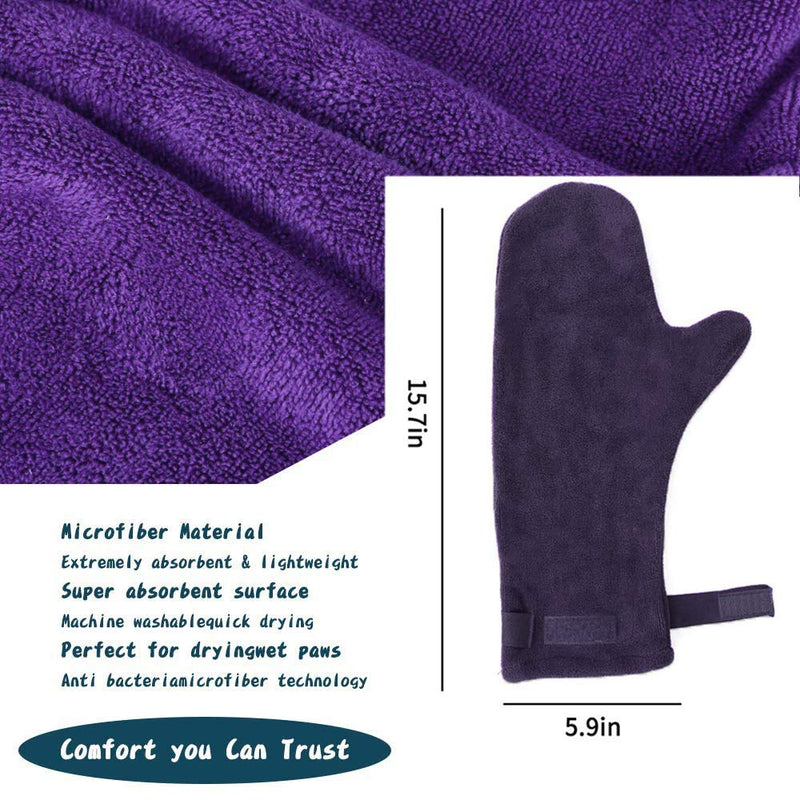 L7HWDP Dog Drying Mitts,Pet Cleaning Towel Glove Microfiber Material Absorb Moisture and Dry Pet Quickly Great for Drying Dog or Cat Fur Horse Foot Fur (Purple) Purple - PawsPlanet Australia