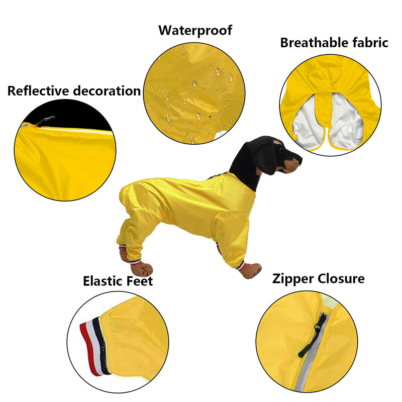 Geyecete1/2 Leg Trouser Suit，Dog Raincoat Lightweight Pet Waterproof Jacket for Large Medium and Small Dogs Puppy Four Legs -Yellow-M M Yellow - PawsPlanet Australia